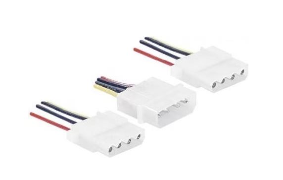 Y-Stromversorgungskabel, 2x 4 Pin Molex Buchse auf 1x 4 Pin Molex Stecker, 0,2 m (146600)