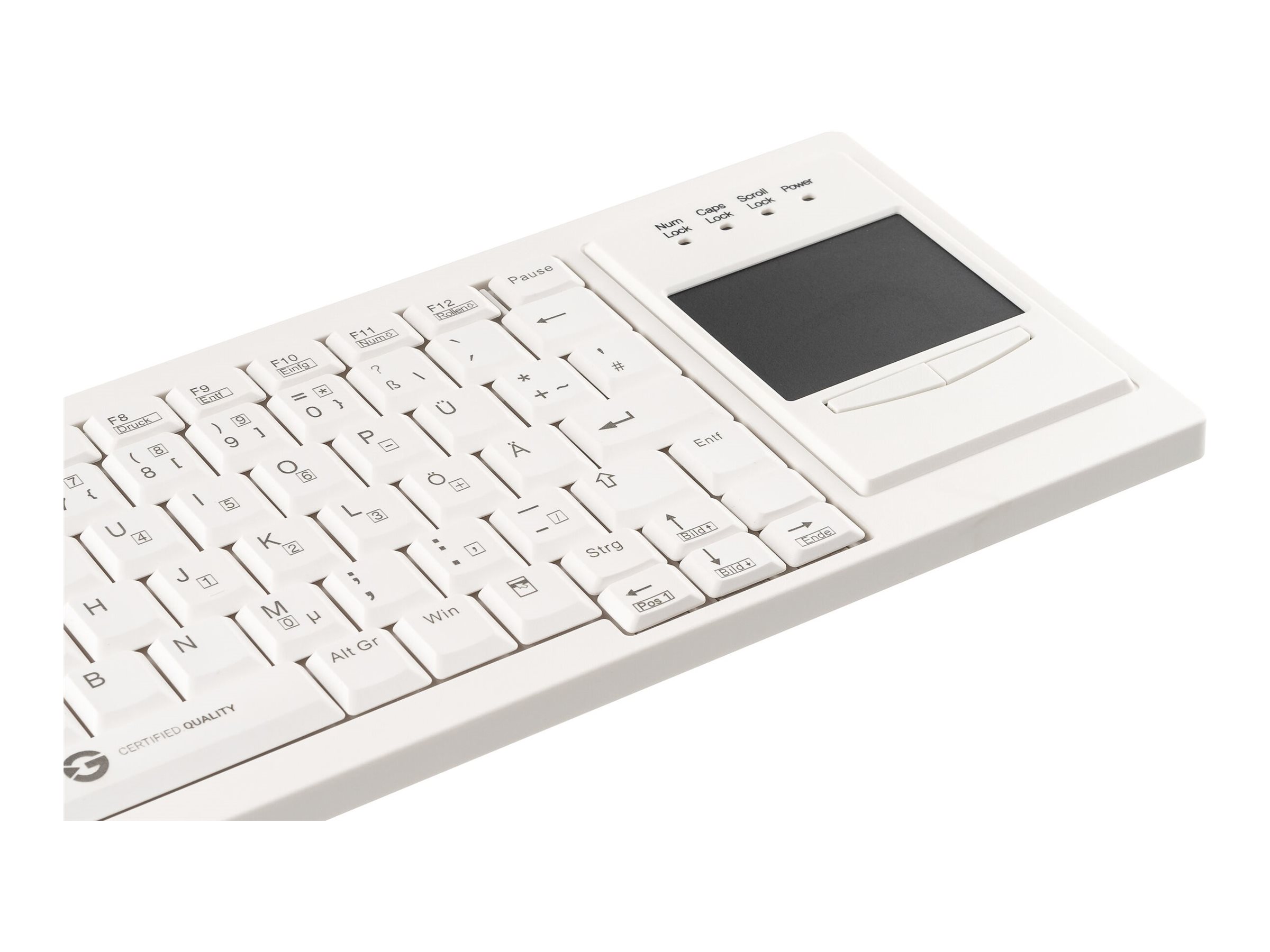 Gett CleanType Xtra Touch Tastatur mit Touchpad USB QWERTZ Weiß