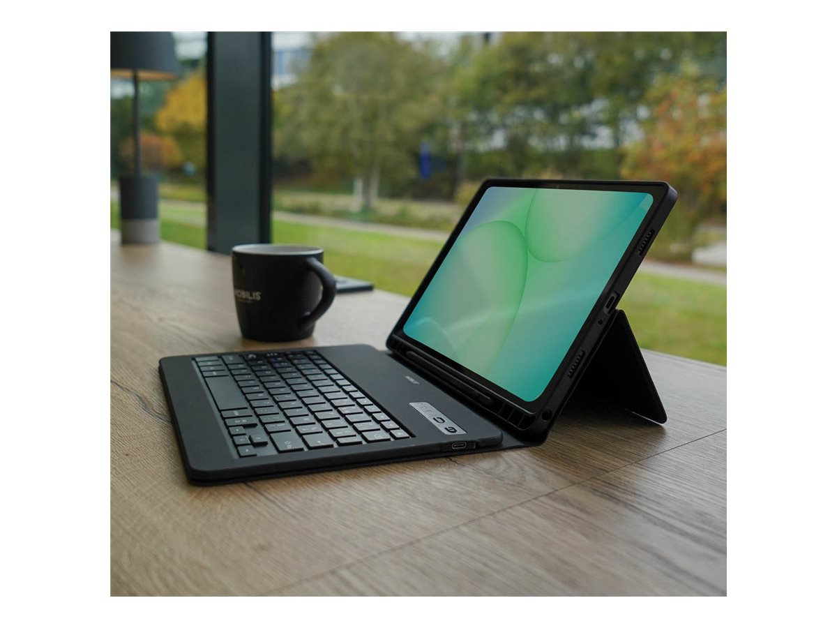 Mobilis Element Tastatur und Foliohülle für Samsung Galaxy Tab A11+ und Tab A9+ 11" Bluetooth AZERTY Schwarz