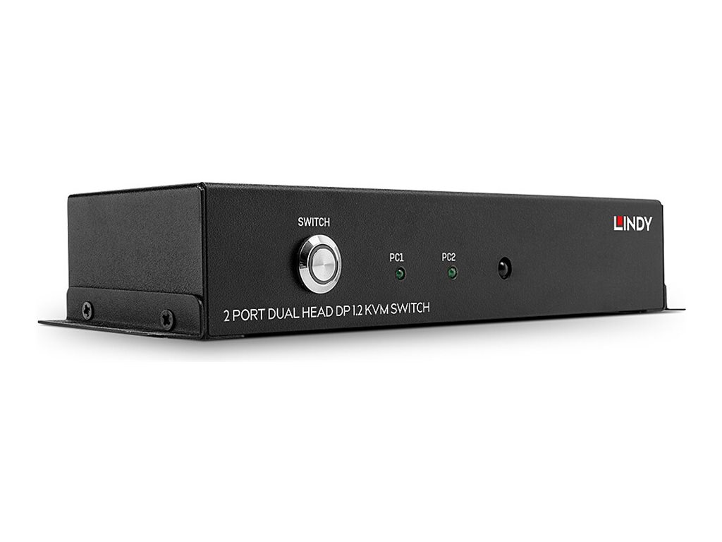 Lindy 39306 KVM-Switch Dual Head DisplayPort 1.2 2 Port 4K Schwarz