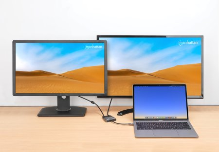 Manhattan 130691 USB-C Dockingstation HDMI VGA USB 3.2 Gen 1 Space Grey