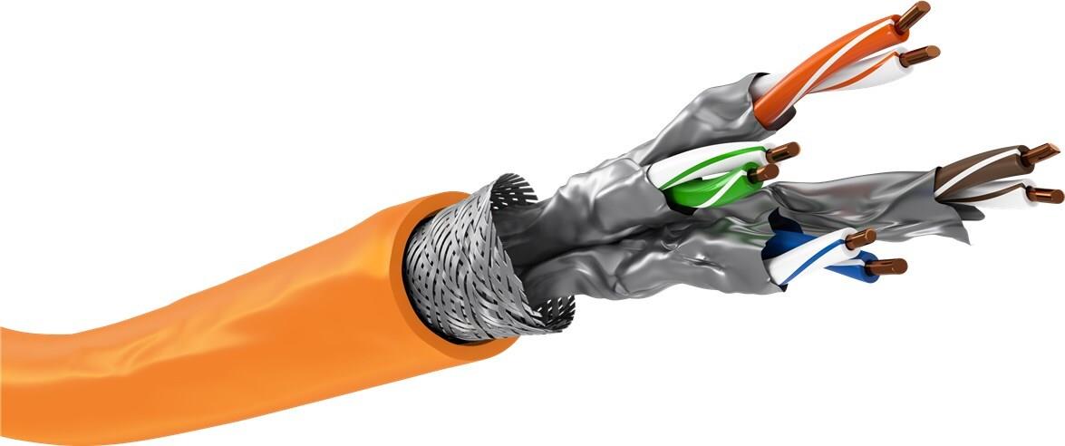 Goobay CAT 7A Netzwerkkabel S/FTP PiMF orange - Kupferleiter CU AWG 23/1 solid (75713)