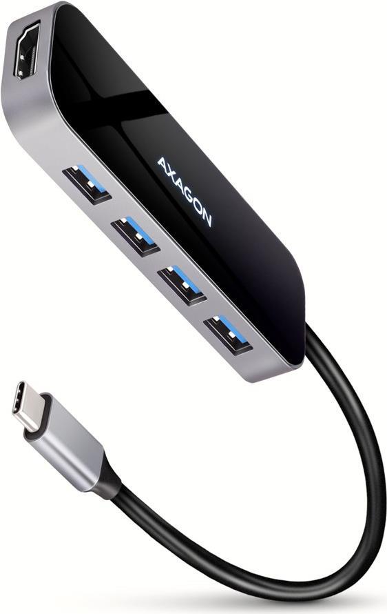 AXAGON HMC-6H4A USB-Hub, 4x USB-A + HDMI, USB-C 3.2 Gen 1, PD 100W - 20 cm USB-C-Kabel (HMC-6H4A)