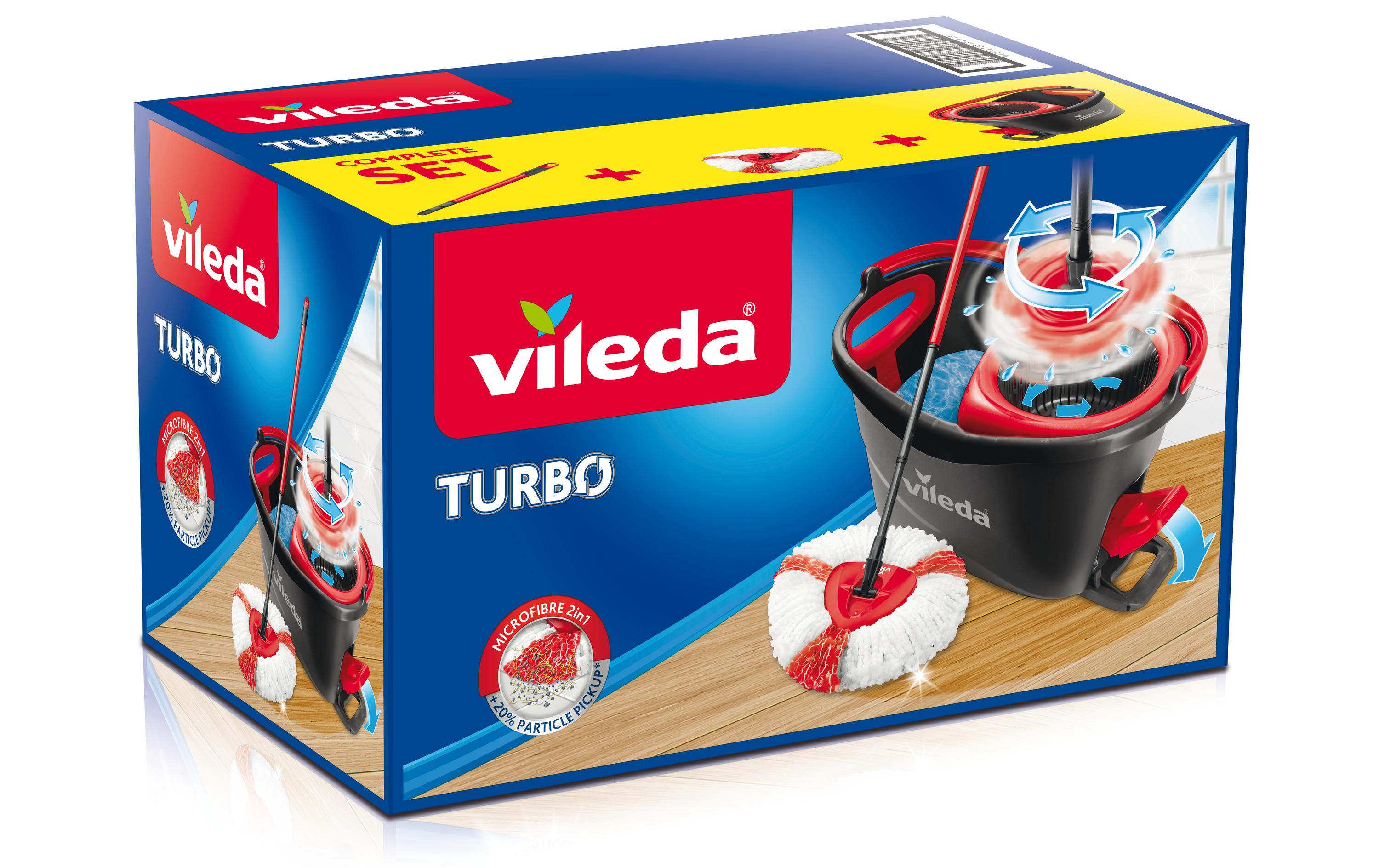 Vileda Easy Wring & Clean Turbo Bodenwisch-Komplettset, Rot/Weiß