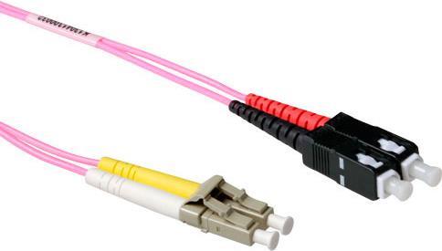 ACT 1 meter LSZH Multimode 50/125 OM4 fiber patch cable duplex with LC and SC connectors. Lc-sc 50/125 om4 duplex 1.00m (RL8701)