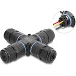 Delock Kabelverbinder X-Form mit Klemmverbindung 3 Pin, IP68 wasserdicht für Kabeldurchmesser 5 (87247)