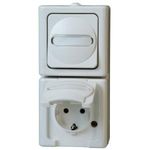 Kombination senkrecht Schalter/Schutzkontaktsteckdose AP-Feuchtraum BLUE ELECTRIC arktis (130802000)