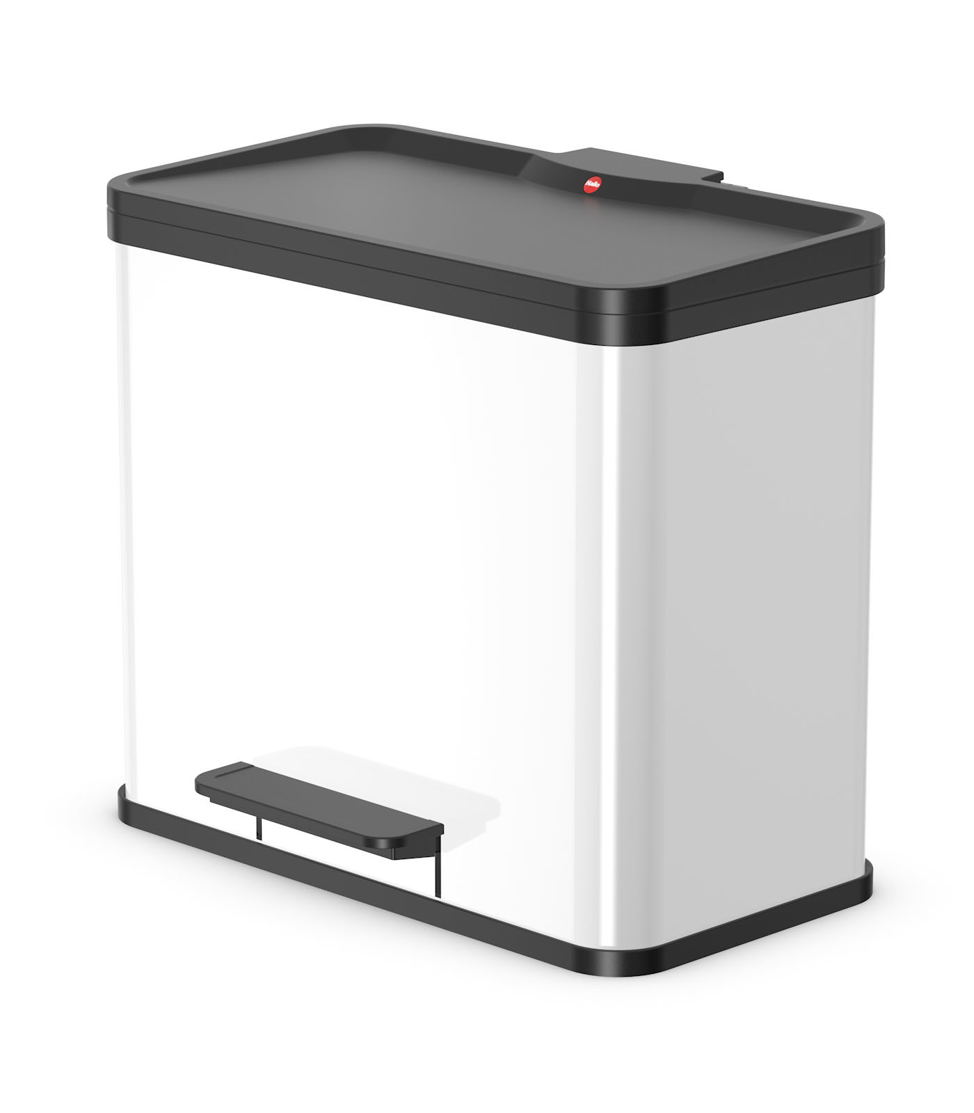 Hailo ÖKO DUO PLUS L Tret-Abfalltrenner 26 l (17+9 l) Edelstahl Schwarz/Weiß