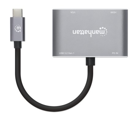 Manhattan 130691 USB-C Dockingstation HDMI VGA USB 3.2 Gen 1 Space Grey