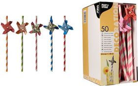 PAPSTAR Papier-Trinkhalme "Windmill", 200 mm, farbig aus Papier, Länge: 200 mm, Durchmesser: 6 mm, nachhaltig - 1 Stück (87781)