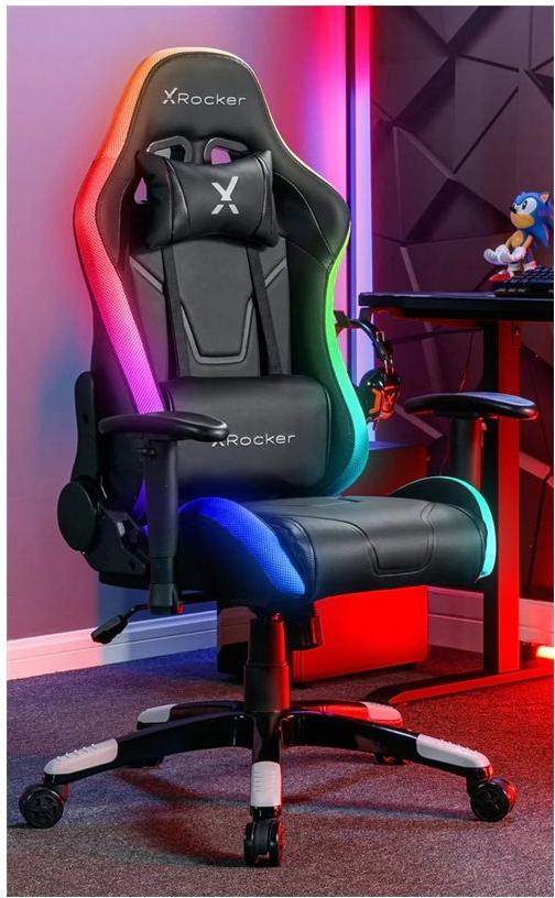 X Rocker Agility Compact Junior Gaming-Bürostuhl mit LED-Beleuchtung und App-Steuerung Schwarz