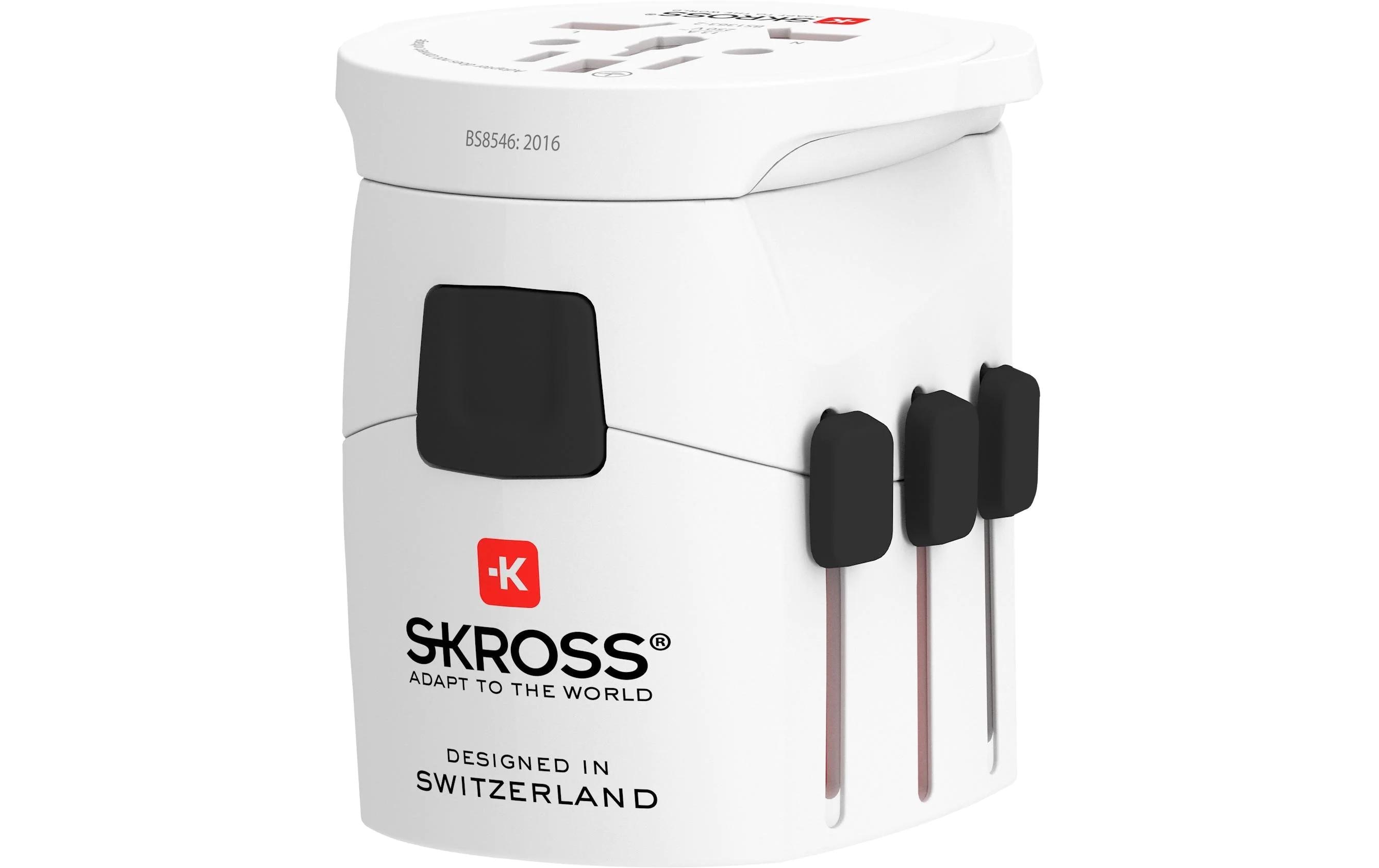 SKROSS PRO Light USB - World Reiseadapter 2x USB Typ A B C G I J L N Weiß