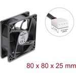 Delock Axiallüfter 48 V DC, 80 x 80 x 25 mm mit 4 Pin PWM Lüfteranschluss schwarz (67451)