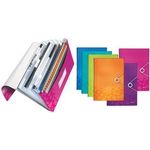 LEITZ Projektmappe WOW, A4, PP, 6 Fächer, pink-metallic 5 Fächer mit Beschriftungstaben inkl. Beschriftungsschild- - 1 Stück (4589-00-23)