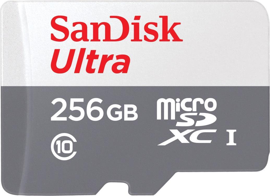 SanDisk Ultra Flash Speicherkarte (microSDXC an SD Adapter inbegriffen) 256GB Class 10 microSDXC UHS I (SDSQUNR 256G GN6TA)  - Onlineshop JACOB Elektronik