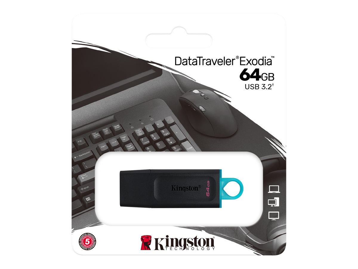 Kingston DataTraveler Exodia 64 GB USB 3.2 Gen 1 Schwarz, Türkis