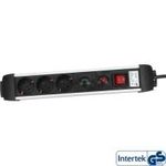 InLine® Steckdosenleiste, Alu, 3-fach Schutzkontakt, mit Überlast- und Überspannungsschutz, mit Schalter, 1,5m (16431A)