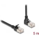 Delock RJ45 Netzwerkkabel Cat.6A S/FTP Slim 90° unten gewinkelt / gerade 5 m schwarz (80308)