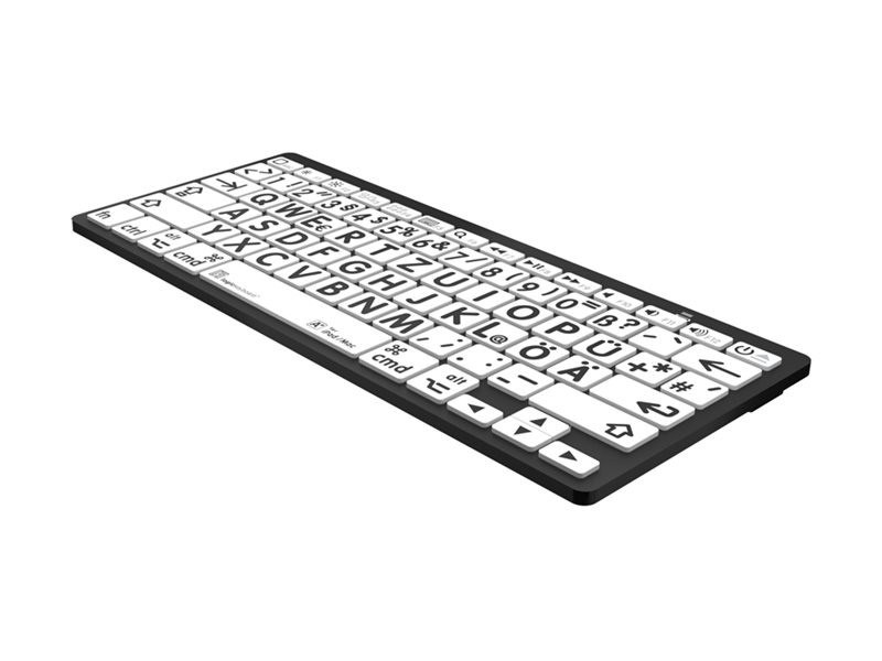 LogicKeyboard Largeprint Mini-Tastatur Bluetooth QWERTZ Deutsch Schwarz auf Weiß
