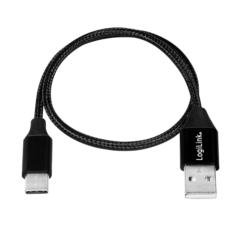 LogiLink USB-Kabel USB-C auf USB-A USB 2.0 5 V 3 A 30 cm Schwarz