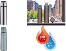 THERMOS Isolierflasche TC EVERYDAY, 0,5 L, eisblau matt doppelwandiger Edelstahl, hält 12 Stunden heiß / 24 Stunden - 1 Stück (4058.341.050)