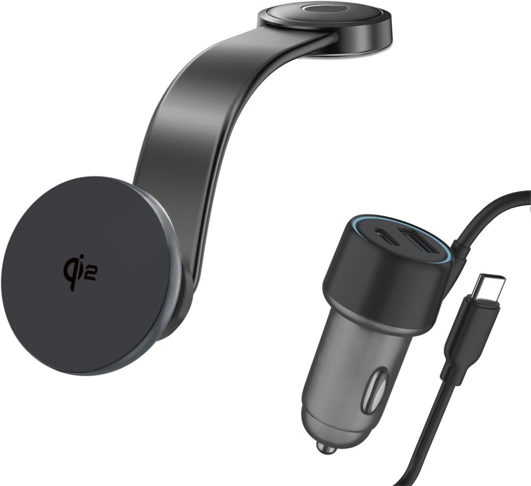 4smarts Qi2 Universal Grau Zigarettenanzünder Kabelloses Aufladen Auto (540988)