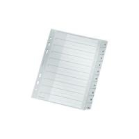 LEITZ Kunststoff-Register, Zahlen, A5, 1-10, PP, grau 10-teilig, PP, 0,12 mm, mit beschriftbarem Deckblatt aus (1285-00-00)