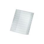 LEITZ Kunststoff-Register, Zahlen, A5, 1-10, PP, grau 10-teilig, PP, 0,12 mm, mit beschriftbarem Deckblatt aus (1285-00-00)