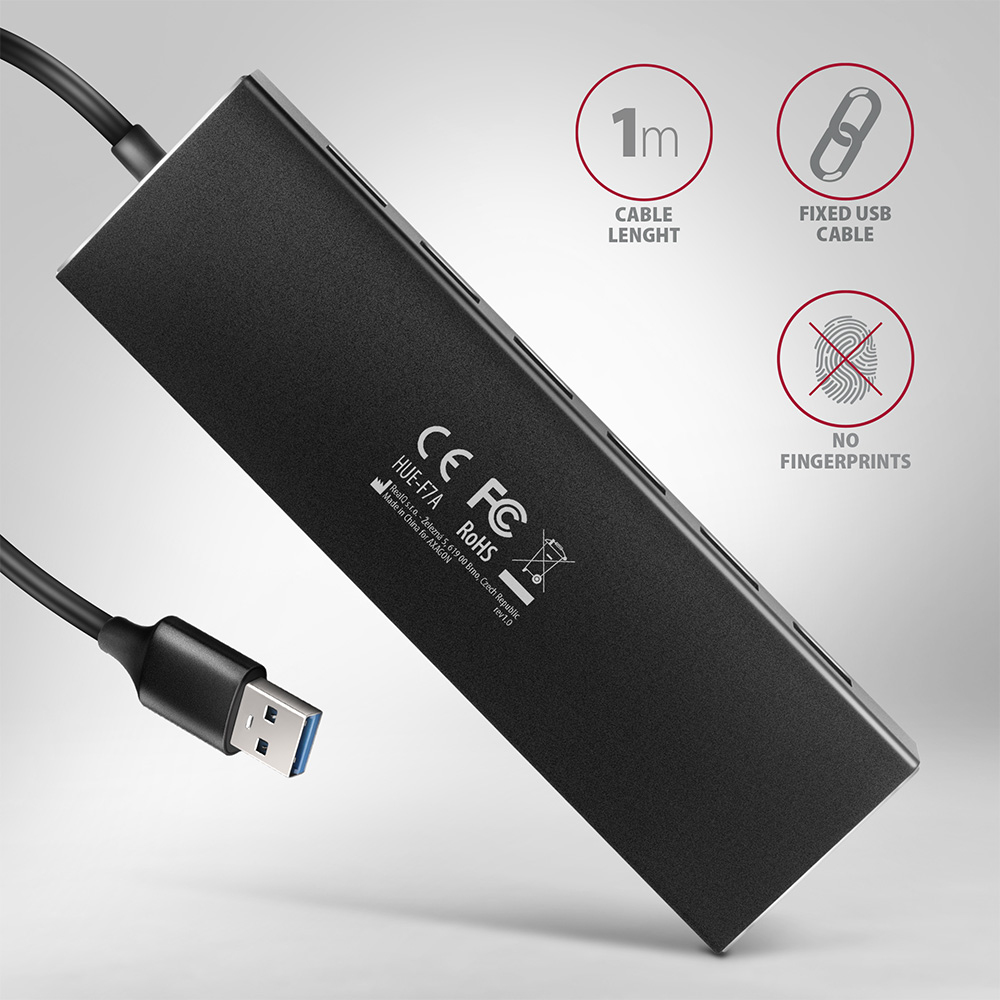 AXAGON HUE-F7A USB-Hub 7x USB 3.2 Gen 1 Schwarz