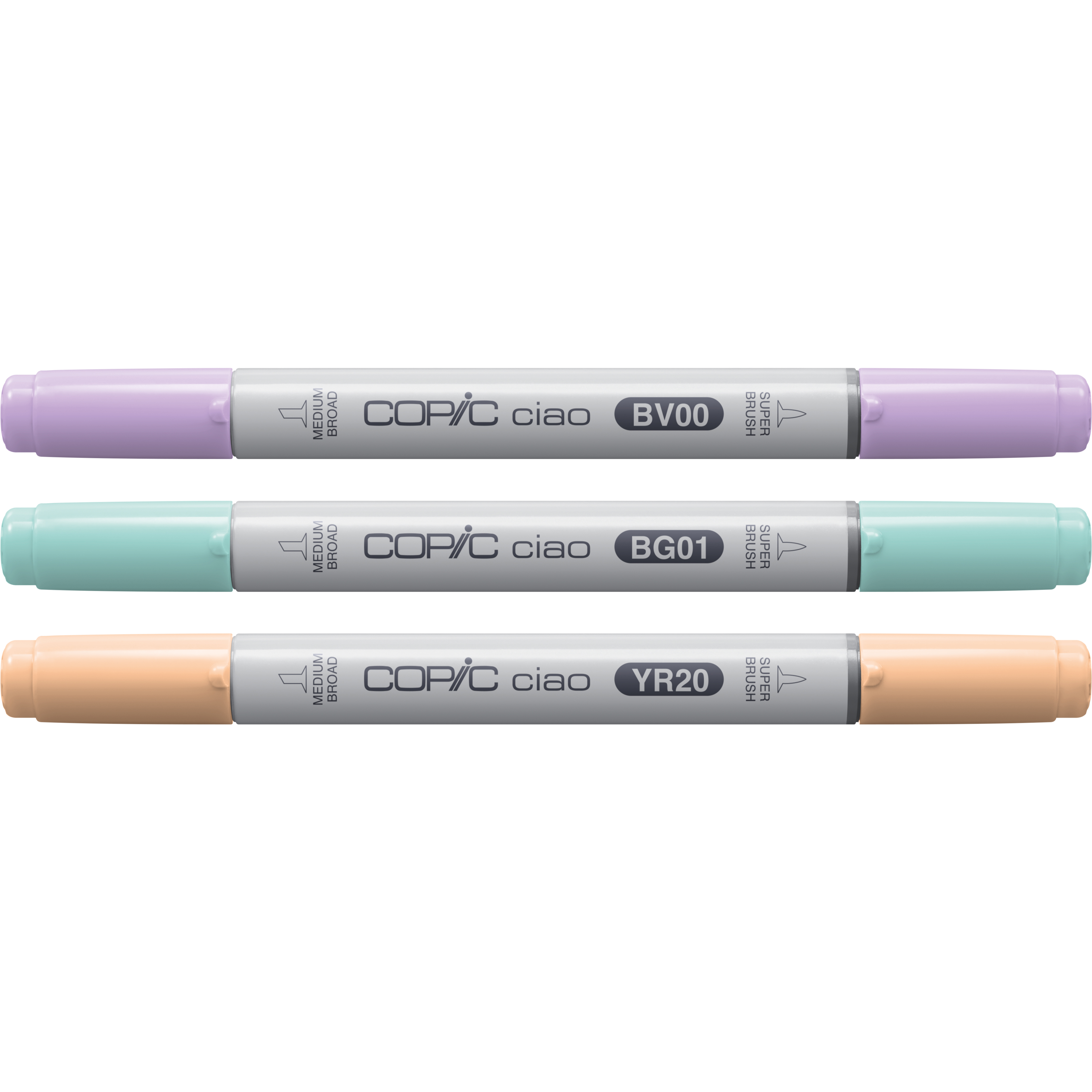 COPIC Ciao Pastel Palette Layoutmarker-Set 1,0 + 6,0 mm, 3 Stück Blau, Violett, Gelb