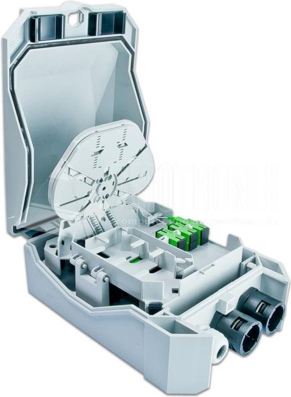 Lightwin FTTx IP55 Wand Patch-/Spleissbox kompakt, inkl. Spleisskassetten, 22 Kupplungen FTTx (LSB 1 PS16)