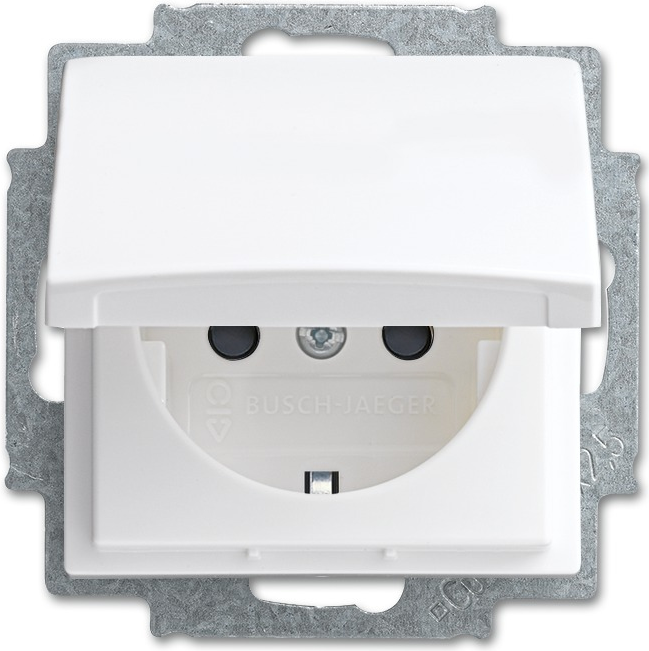 Busch-Jaeger Einsatz Schutzkontakt-Steckdose mit Klappdeckel Busch-balance SI Alpinweiß 20 EUKB-914 (20 EUKB-914)