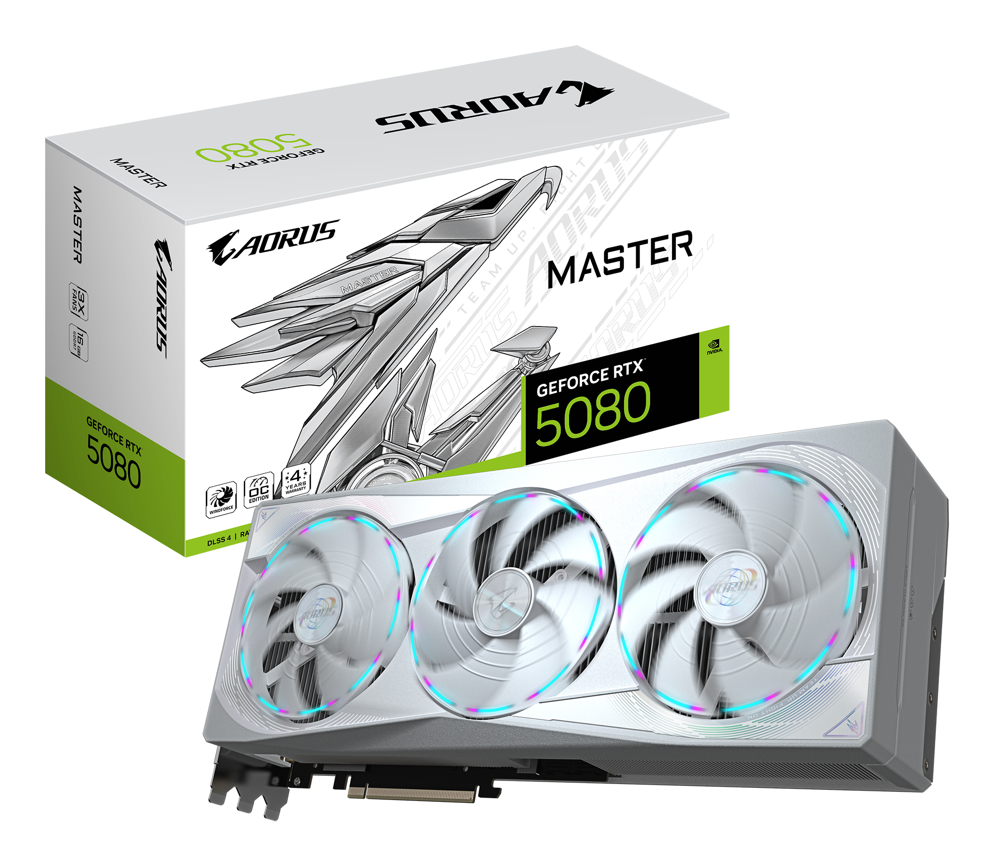 AORUS GeForce RTX 5080 MASTER ICE 16G Grafikkarte 16 GB GDDR7 Weiß