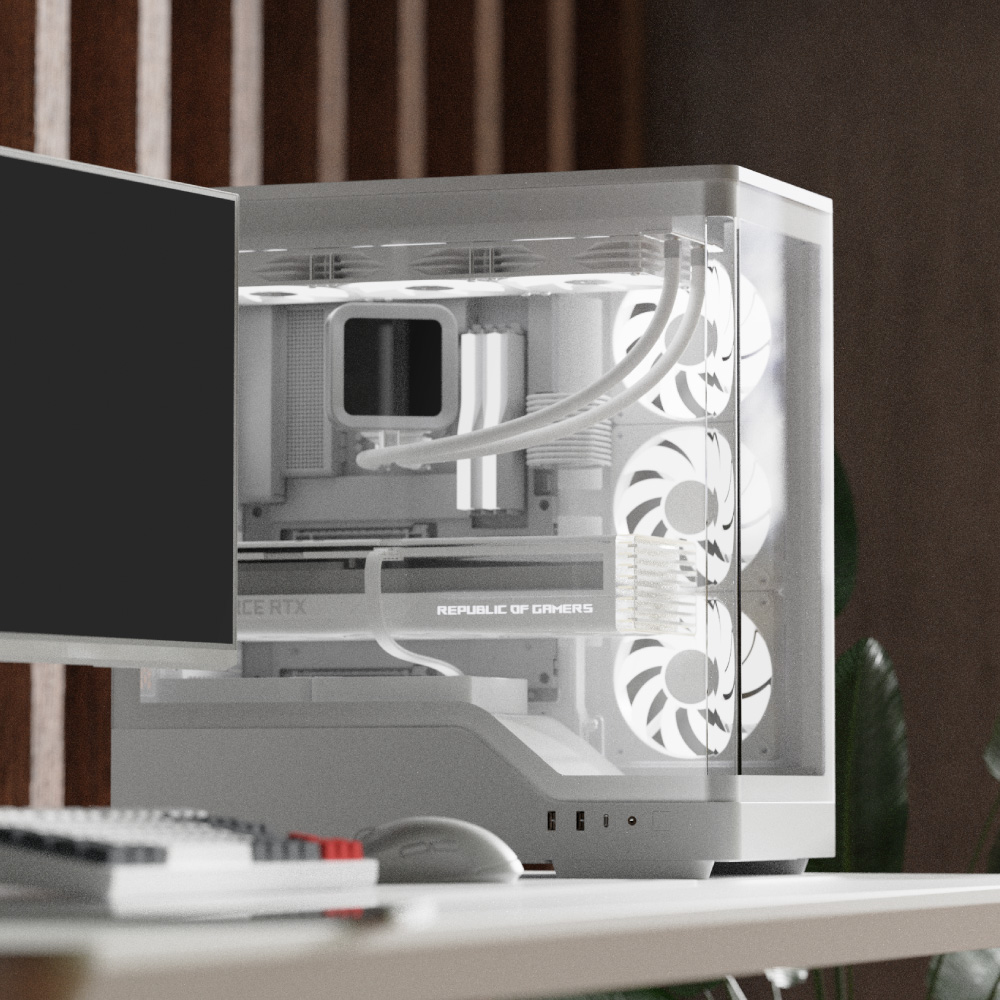 Aerocool P500A-WT Midi Tower ATX Gehärtetes Glas USB Typ-C Weiß