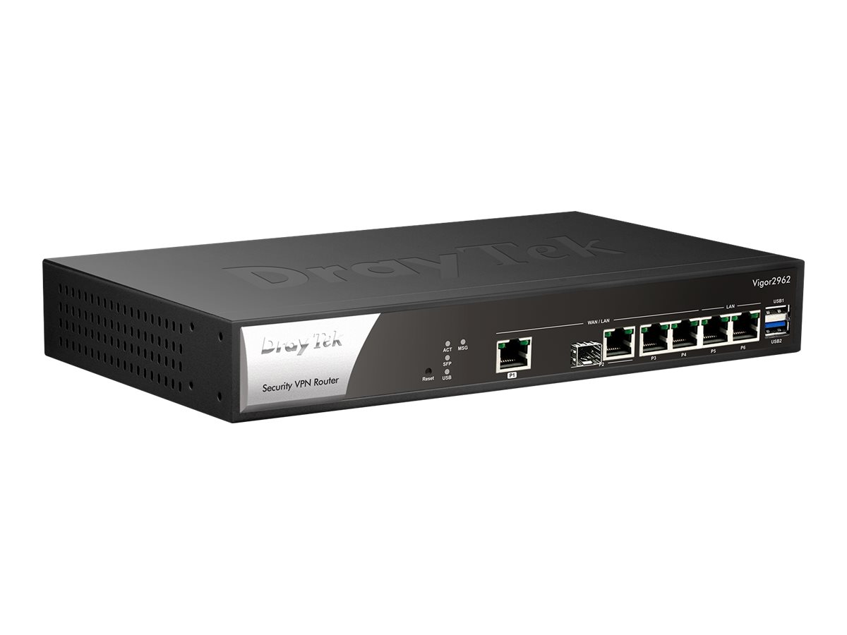 DrayTek Vigor 2962 Dual-WAN Router, 2,5 GbE, an Rack montierbar, Schwarz