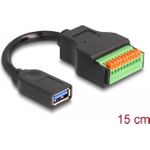 Delock USB 3.2 Gen 1 Kabel Typ-A Buchse zu Terminalblock Adapter mit Drucktaster 15 cm (66241)