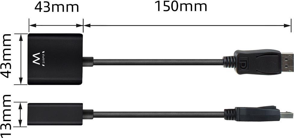 Ewent EW9846 Videokabel-Adapter 0,15 m DisplayPort DVI Schwarz (EW9846)