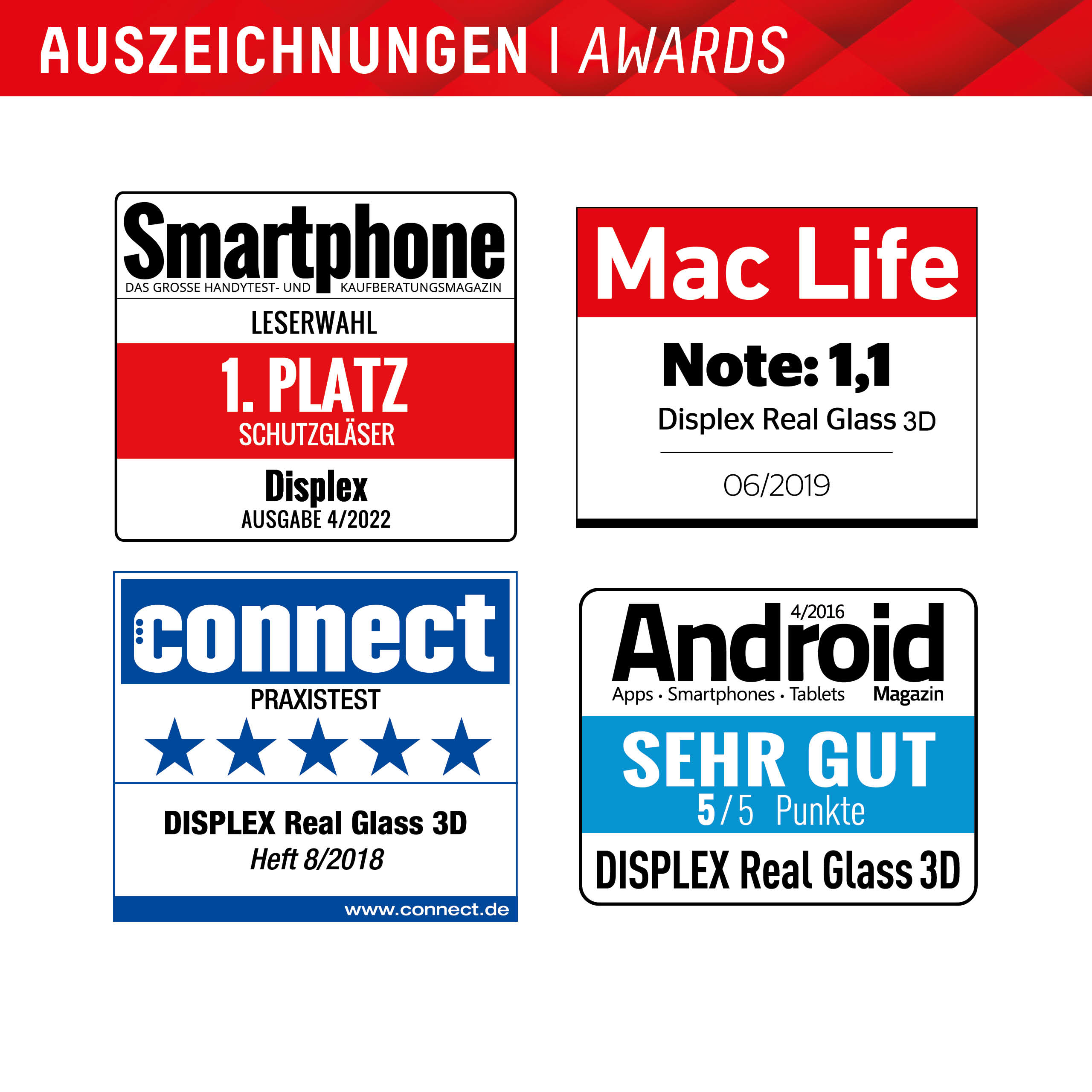 Displex Real Glass Full Cover Panzerglas 10H für Apple iPhone 15 / iPhone 15 Pro Transparent