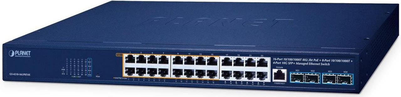 Planet 24-Port (16x PoE++) Managed Switch GS-4210-16UP8T4X (GS-4210-16UP8T4X)