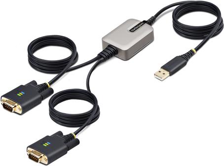 StarTech.com 13ft (4m) 2-Port USB to Serial Adapter Cable, Interchangeable DB9 Screws/Nuts, COM Retention, USB-A to DB9 RS232, FTDI, Level-4 ESD Protection, Windows/macOS/ChromeOS/Linux (2P6FFC-USB-SERIAL)