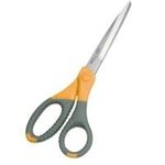 WEDO Schere TITAN plus, spitz, Länge: 180 mm, grau-gelb ergonomische Griffe mit Gummi-Profil, Spezialschliff (9857)