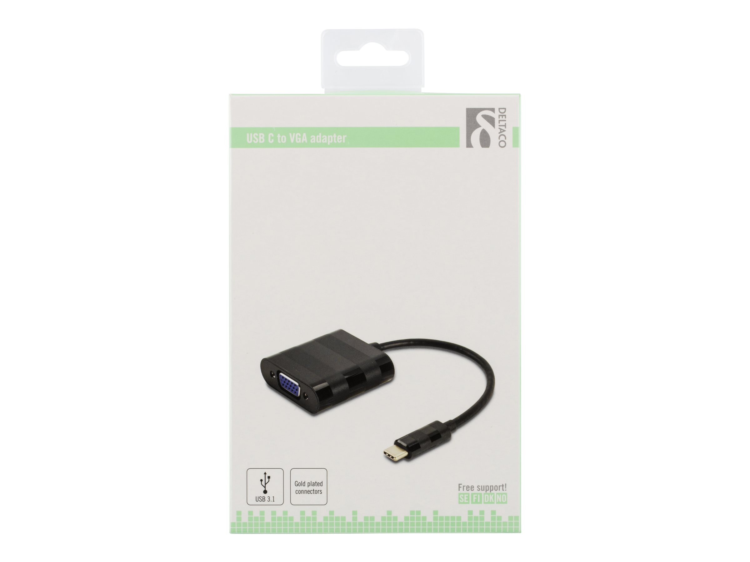 Deltaco USBC-VGA Videoadapter USB Typ-C auf VGA Schwarz