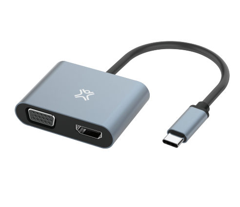 XtremeMac Type-C to HDMI & VGA Adapter USB-C HDMI VGA 4K Sidereal Gray
