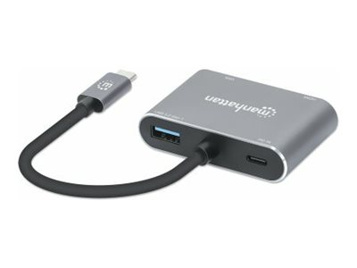 Manhattan 130691 USB-C Dockingstation HDMI VGA USB 3.2 Gen 1 Space Grey