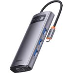 Baseus Metal Gleam Series 7 az 1-ben Hub, USB-C - 3x USB 3.0 + HDMI + USB-C PD + VGA + Ethernet RJ45 (WKWG040013)