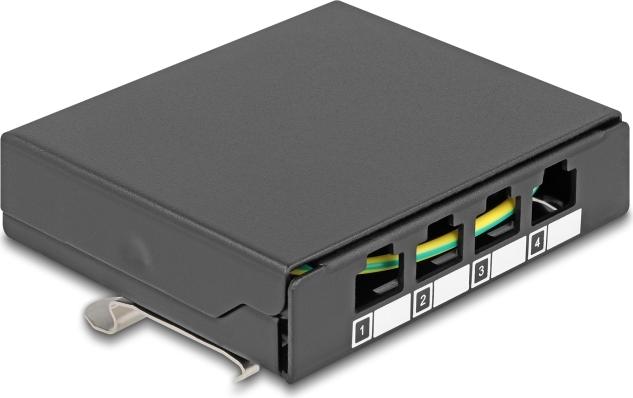 Delock Leergehäuse 4 Port für Keystone RJ-Module schwarz - zur Montage an Tisch Wand oder (90627)