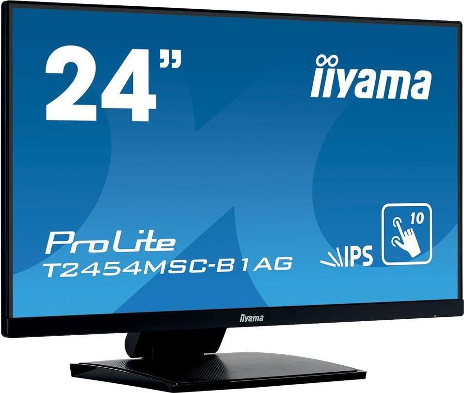 iiyama ProLite T2454MSC-B1AG 23.8" Full HD Touch IPS Display schwarz 60.5cm (23.8"), 1920 x 1080 IPS kapazitive 10 Punkt Touch Technologie, 4 ms, VGA, HDMI, Lautsprecher, VESA 100 mm, höhenverstellbar, neigbar (19kWh/1000h, 60cm), antiGlare beschichtetes Glas [Energieklasse F] (T2454MSC-B1AG) (geöffnet)