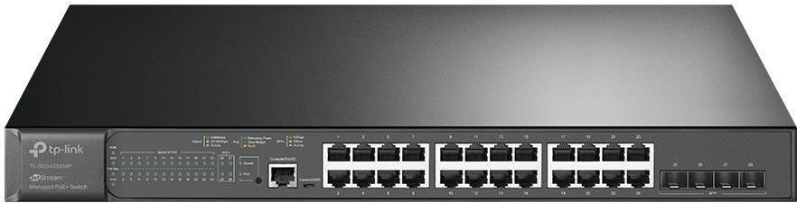 TP-Link SG3400 JetStream Rackmount Gigabit Managed Switch, 24x RJ-45, 4x SFP+, 384W PoE+ (TL-SG3428XMP)