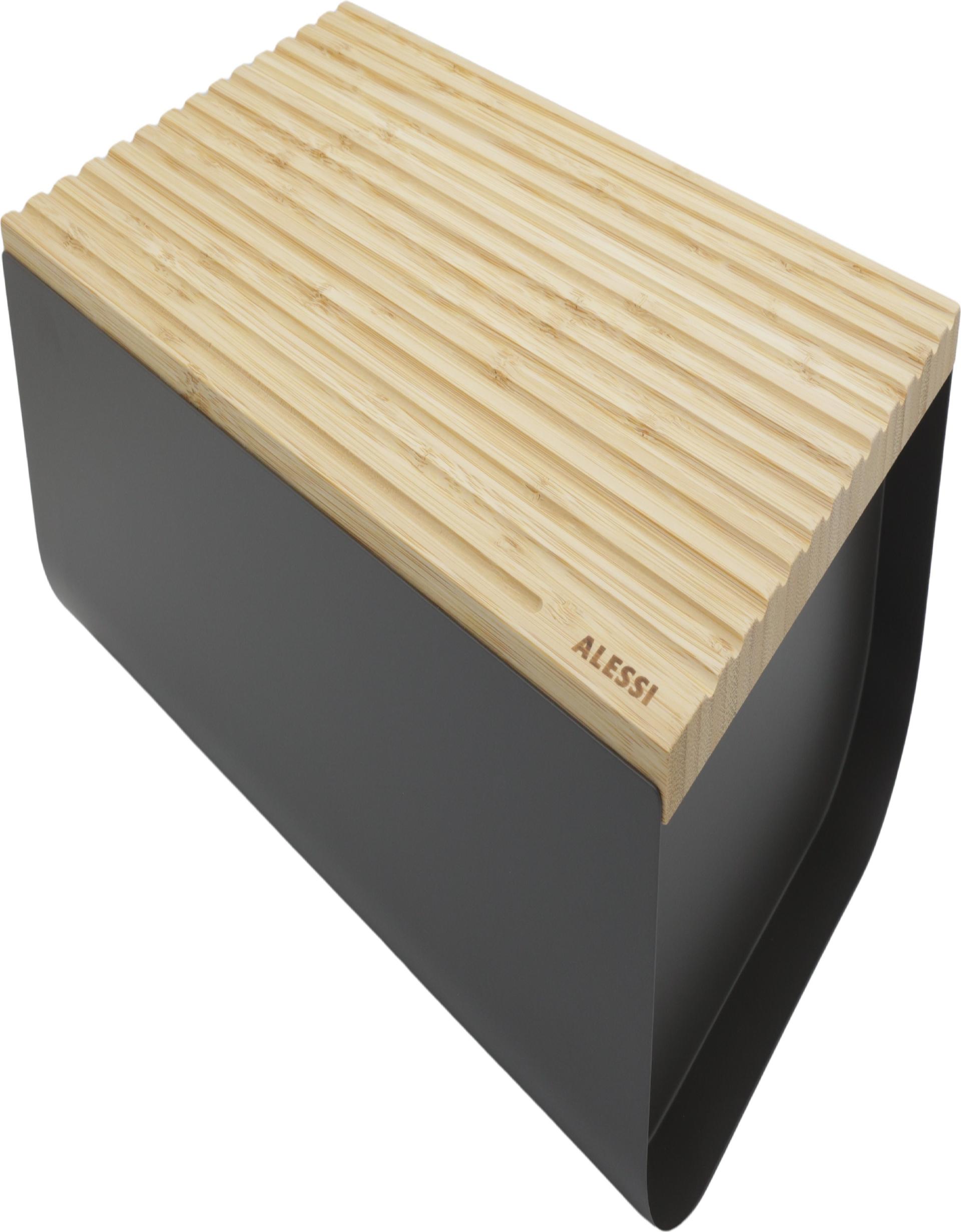 Alessi BG03DG Mattina Brotkasten, Stahl, Bambusholz, dunkelgrau (BG03 DG)