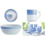 Esmeyer Dessertteller "BRUSH", Durchm. 195 mm, blau Hartglas-Geschirr, Streifen-Dekoration im Pinsellook - 6 Stück (415-003)